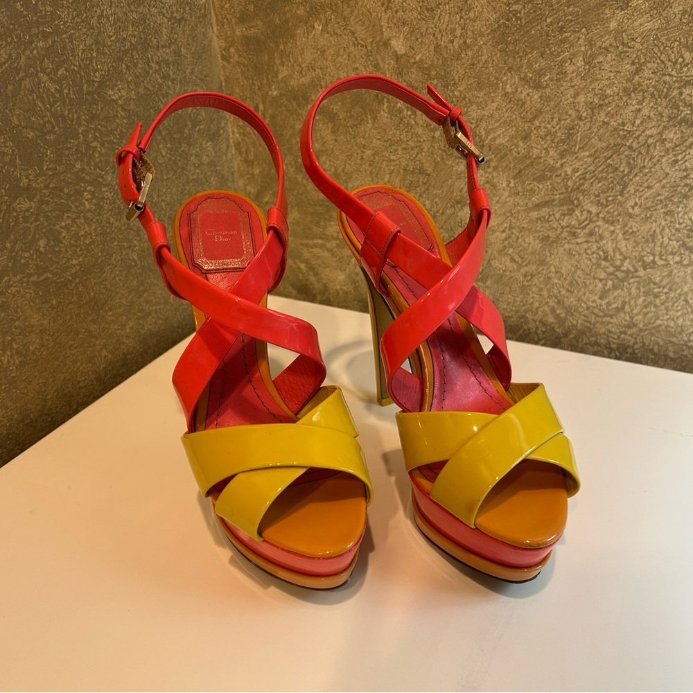 Dior Yellow and Pink Strappy Heels
